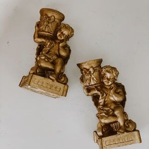 Cherub / Angel Gold Candlestick holder - vintage